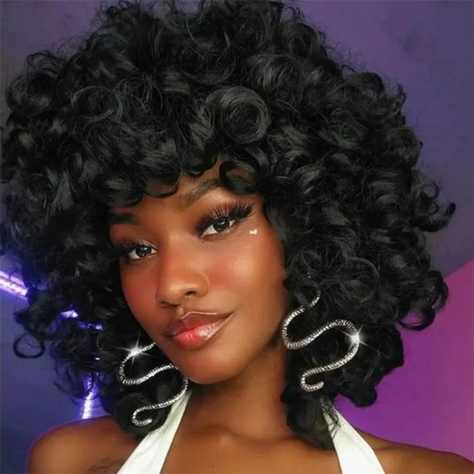 Divine Curl Pixie – Fumi Curly Remy Human Hair Wig with Bangs