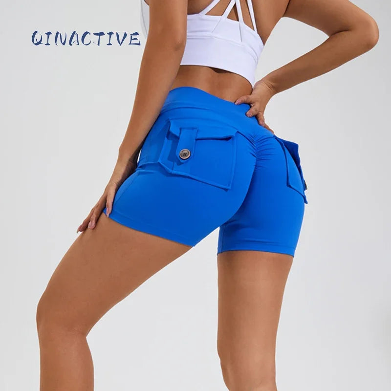 High Waist Scrunch Butt Yoga Shorts with Pockets – Women's Booty-Lifting Workout Shorts