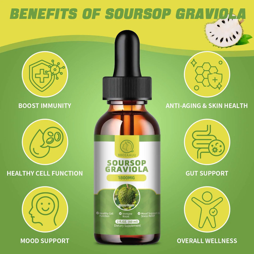 Natural Soursop Graviola Extract Drops – Immunity, Kidney Health & Detox Support (60ml)
