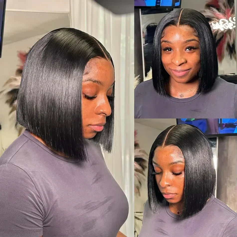 Essential Elegance Bob – Straight 100% Human Hair Wig with Transparent Lace