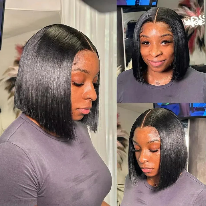 Essential Elegance Bob – Straight 100% Human Hair Wig with Transparent Lace