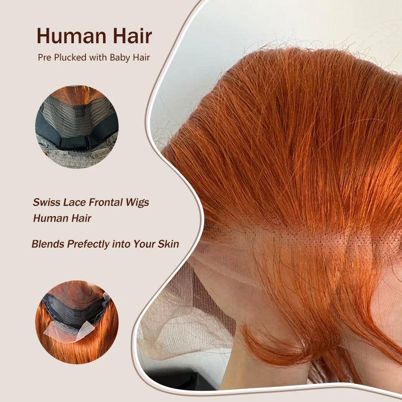 Radiant Ginger Body Wave Wig – Long 100% Human Hair with Lace Front
