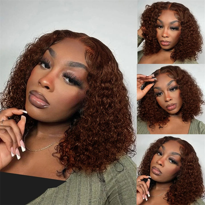 Cocoa Curl Deep Wave Bob – Chocolate Brown 13x4 Lace Wig