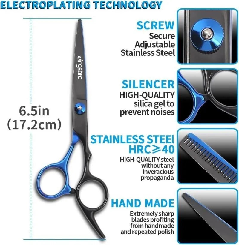 Wingsbro 6.5” Professional Hair Cutting Scissors – Japanese Style Convex Blade with Thinning Shears Combo