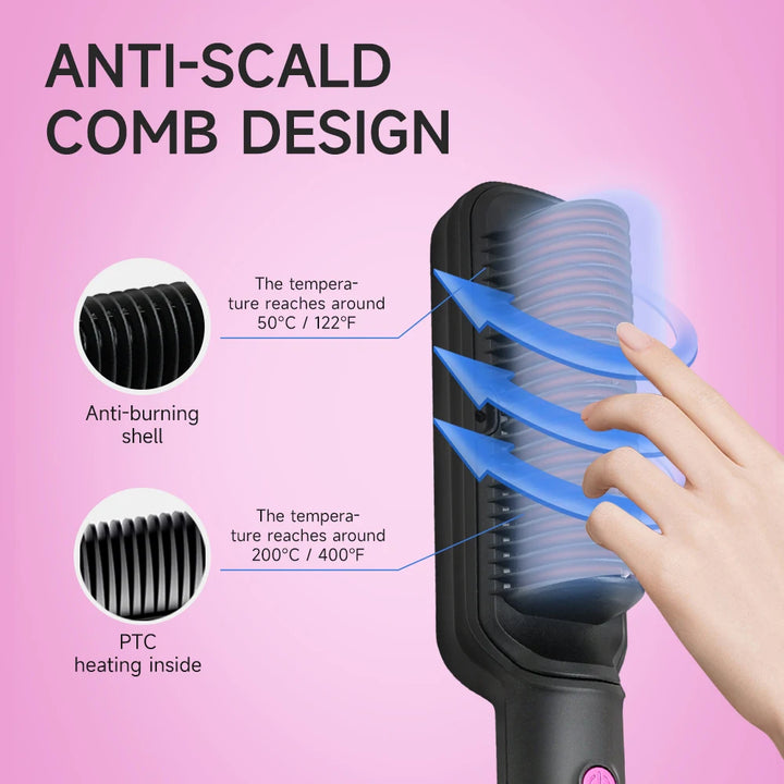 OUDIM Ionic Hair Straightener Brush – 6 Heat Settings | Anti-Scald, Fast Heating, Frizz Control & Smooth Styling