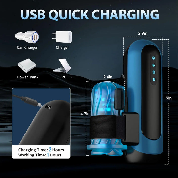Amortoy Interchangeable Pocket Pussy – Automatic Male Masturbator with 6 Piston Modes, 5 Thrusting Speeds & 10 Vibration Patterns