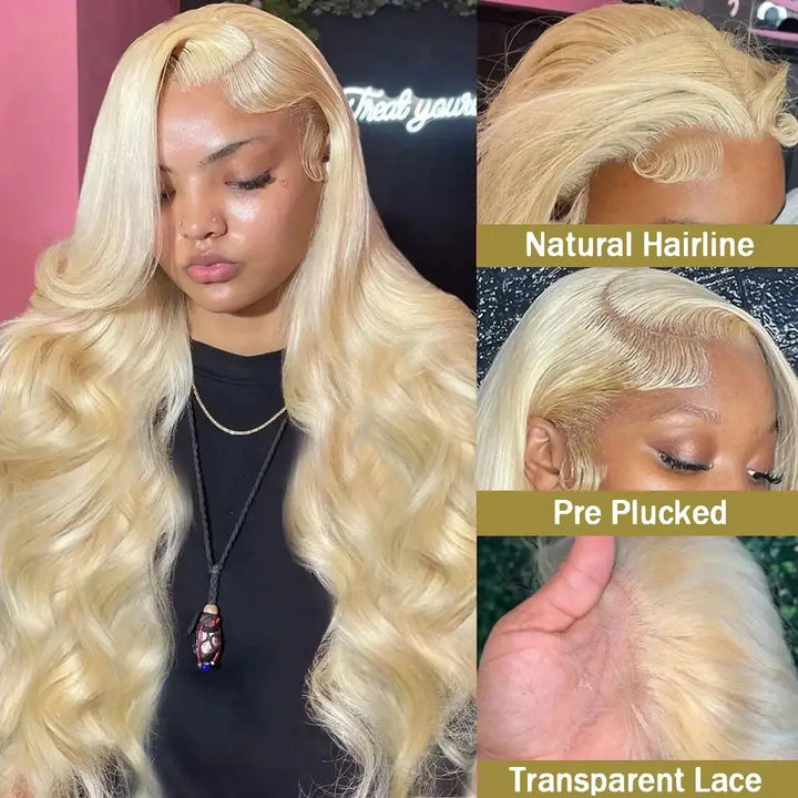 Golden Blonde HD Lace Wig – 100% Human Hair Body Wave, 30"