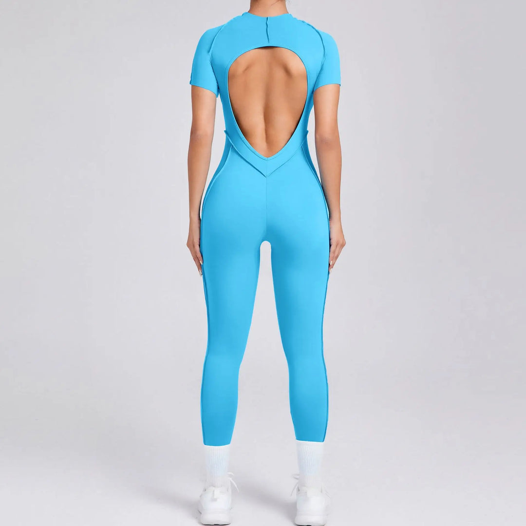 New Autumn/Winter Long-Sleeved One-Piece Yoga Jumpsuit for Women – Backless, Slim Fit Sports Outfit