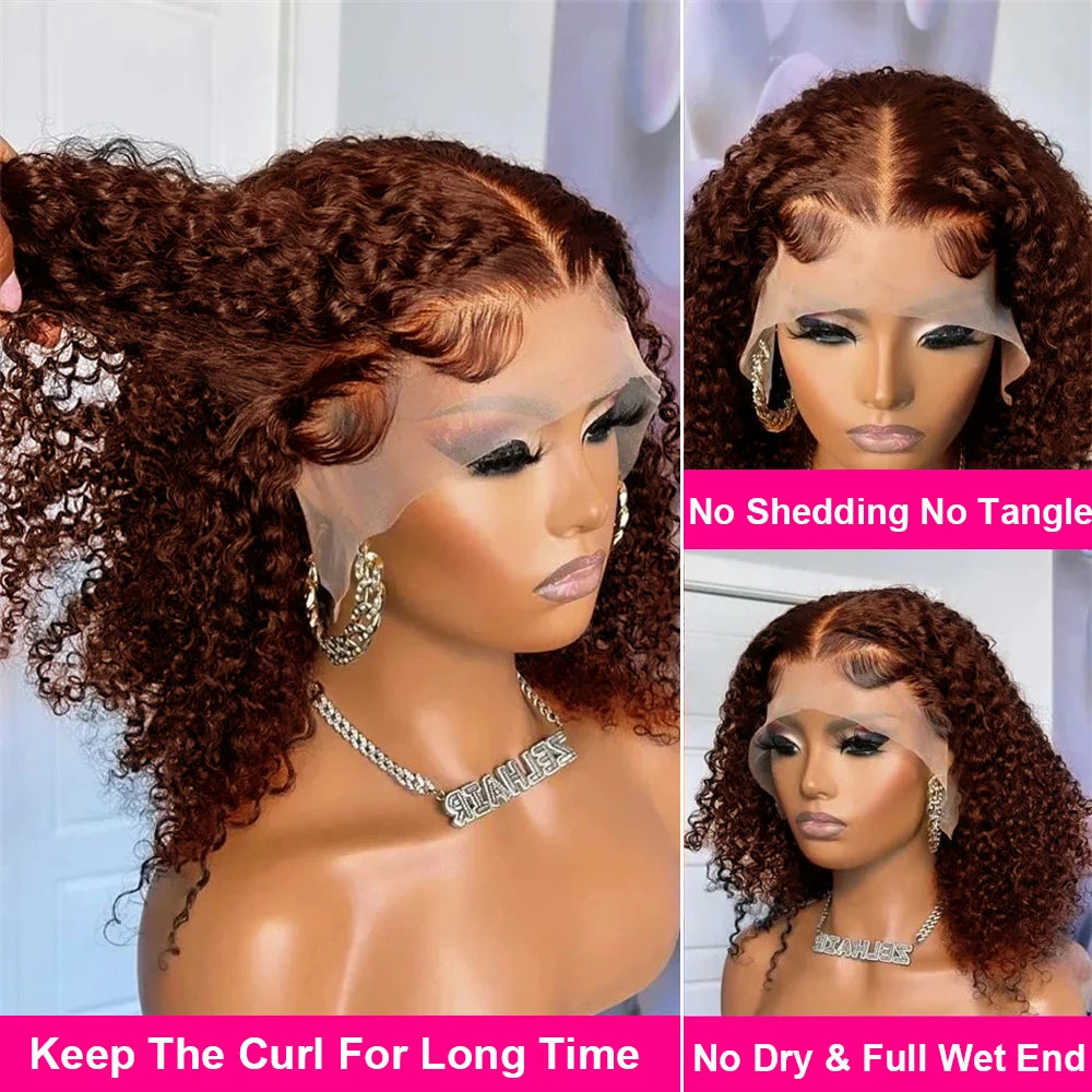 Cocoa Curl Deep Wave Bob – Chocolate Brown 13x4 Lace Wig