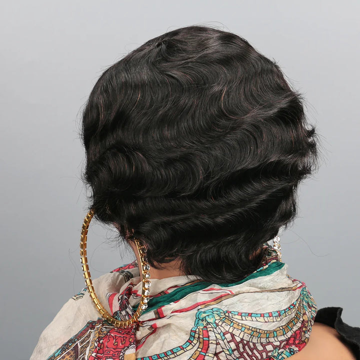 Velvet Wave Pixie – Short Finger Wave Remy Human Hair Wig