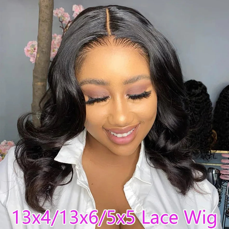 Luxe Body Wave Bob Wig with Transparent Lace – Virgin Brazilian Remy, 180% Density