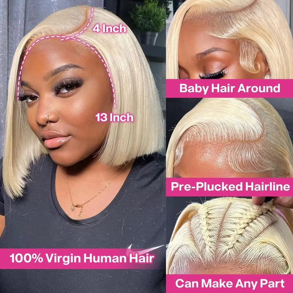 Radiant Blonde Bob – 13x4 Lace Front Brazilian Remy Wig