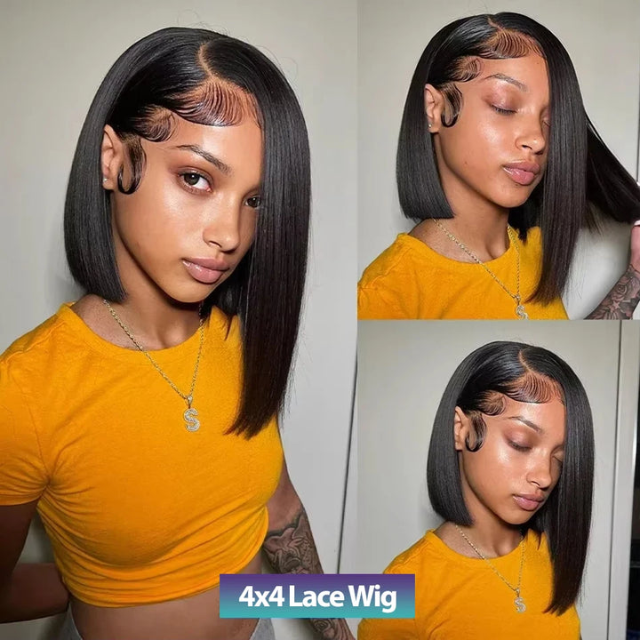 Essential Elegance Bob – Straight 100% Human Hair Wig with Transparent Lace