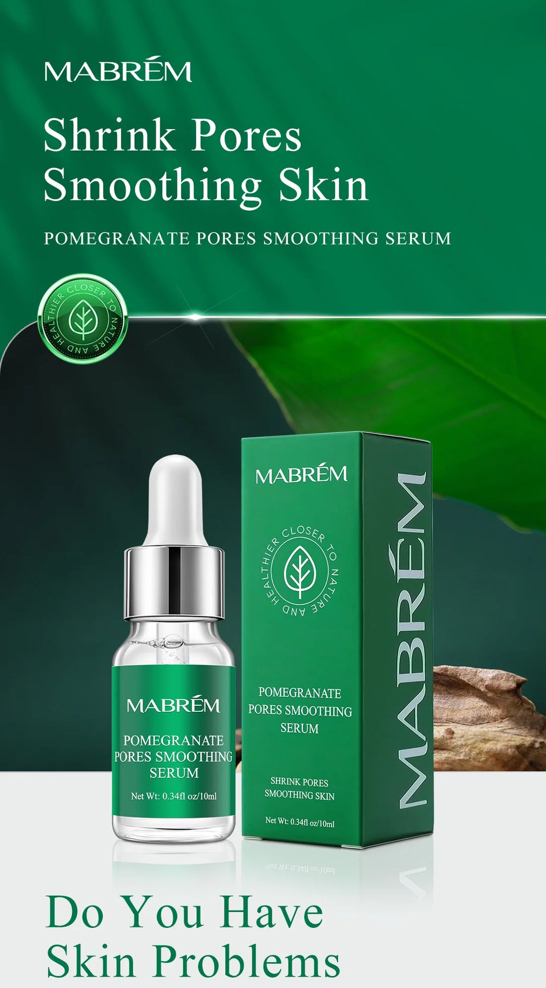 MABREM Pomegranate Pore-Refining Serum – Plant-Based Essence for Smooth, Bright, and Hydrated Skin (10ml)