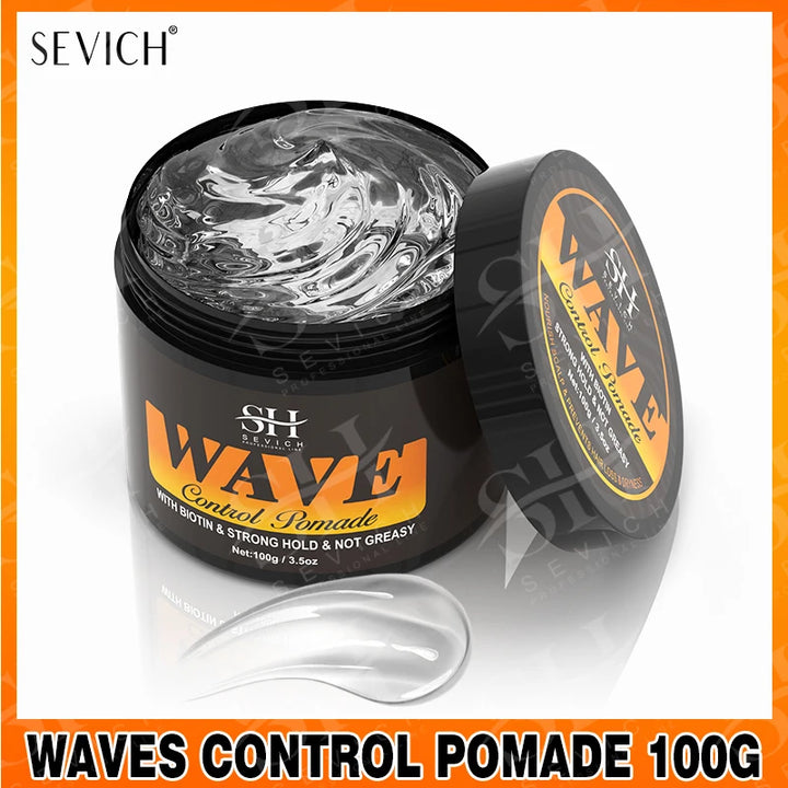 Biotin WaveControl Pomade – Strong Hold 360° Styling Cream for Men with Brush