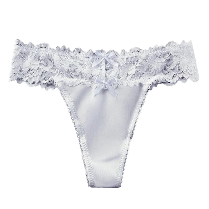 Ice Silk Lace Thong Panties for Women – Low Rise, Breathable & Sexy Embroidered Lingerie