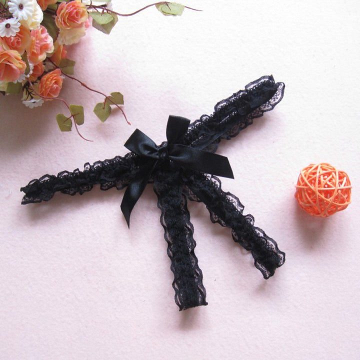 Crotchless Lace Bow Thong – Sexy Open Crotch G-String for Women