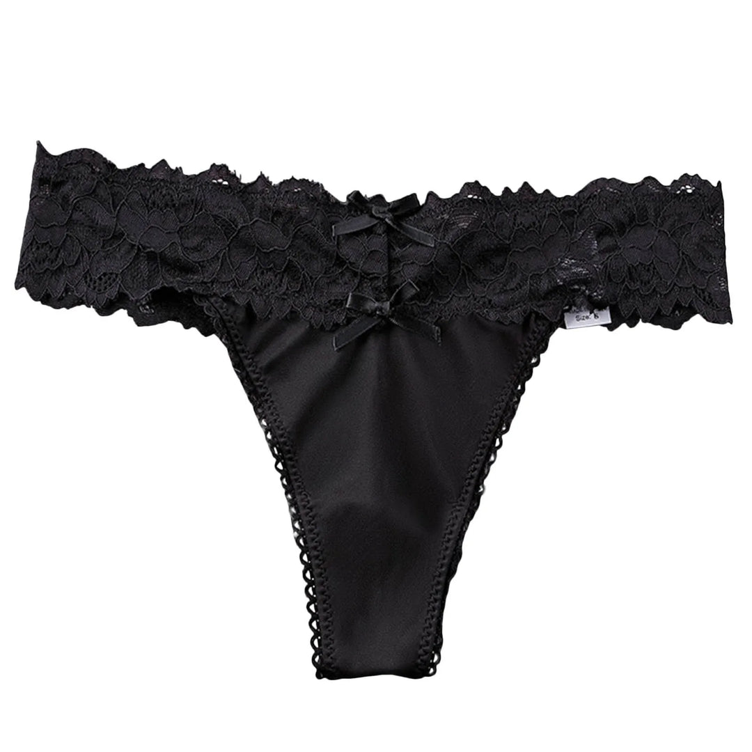 Ice Silk Lace Thong Panties for Women – Low Rise, Breathable & Sexy Embroidered Lingerie