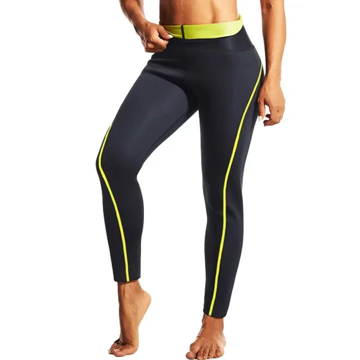 Women's High-Waist Sauna Effect Fitness Leggings – Athletic Yoga Training Gym Pants with Pork Chop Pockets