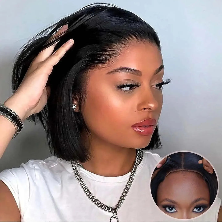 Luxe Confidence Straight Bob – 100% Remy Human Hair Glueless Wig with Pre-Cut Lace