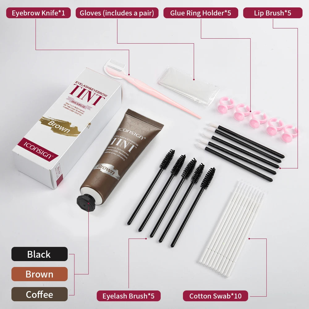 ICONSIGN 3-in-1 Tint Kit for Brows, Lashes & Beard – Long-Lasting Color in Minutes