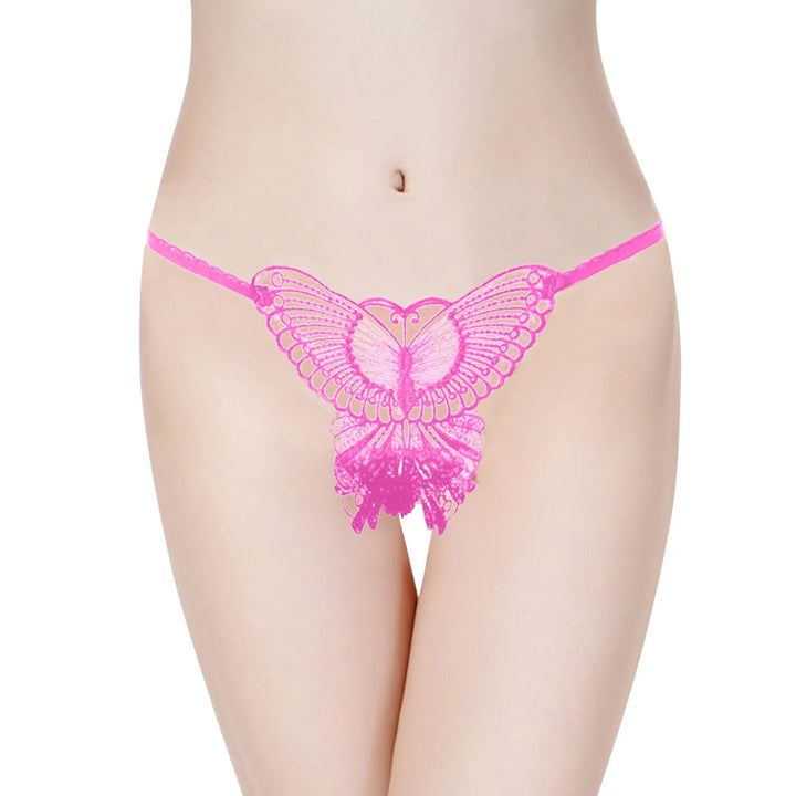 Butterfly Embroidered Open Crotch Panties – Sexy Low Waist Hollow-Out Thong Lingerie