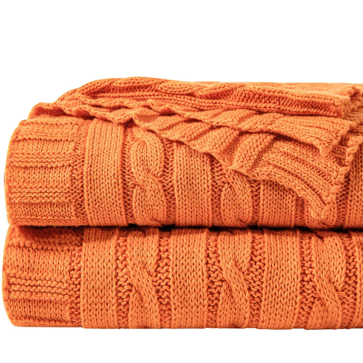 Ntbay 100% Cotton Cable Knit Throw, Super Soft Warm Knitted Blanket Home Decor