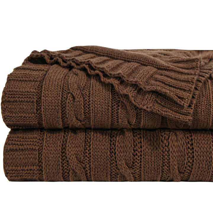Ntbay 100% Cotton Cable Knit Throw, Super Soft Warm Knitted Blanket Home Decor