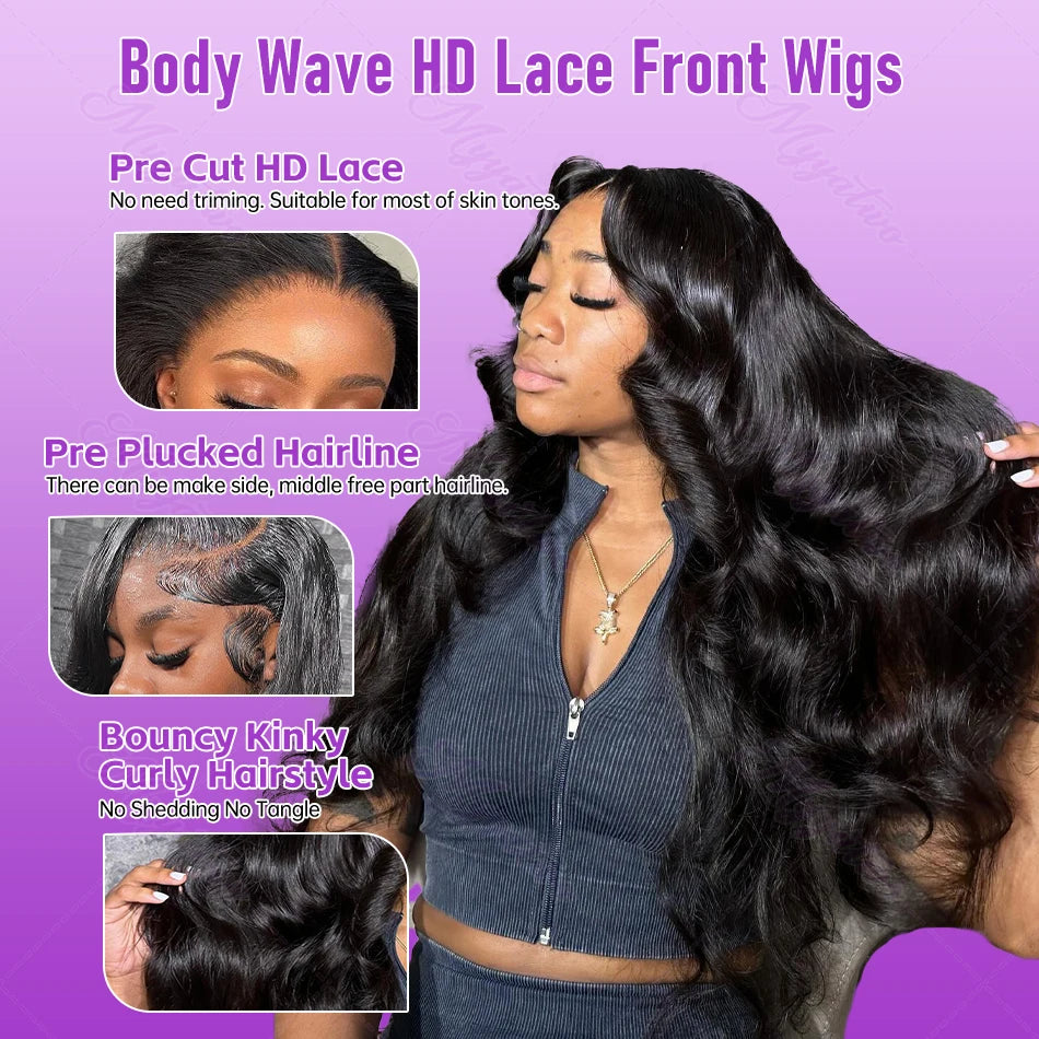 LuxeBody HD Lace Frontal Wig – 250% Density Body Wave Human Hair