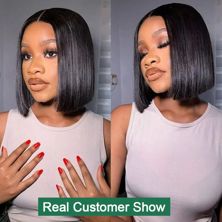 Empower Luxe Straight Bob – 13x4 Transparent Lace Front Human Hair Wig