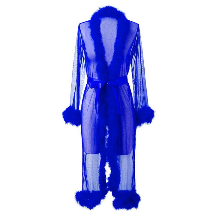 Women Sexy Lace Tulle Robe Sheer Long Robes Bathrobe Underwear Perspective Nightgown Layered Ruffles Bath Robe Gown Sleepwear