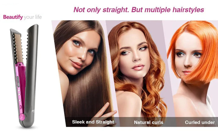UKLISS Cordless Mini Hair Straightener & Curler – USB Rechargeable 2-in-1 Flat Iron for Travel & On-the-Go Styling