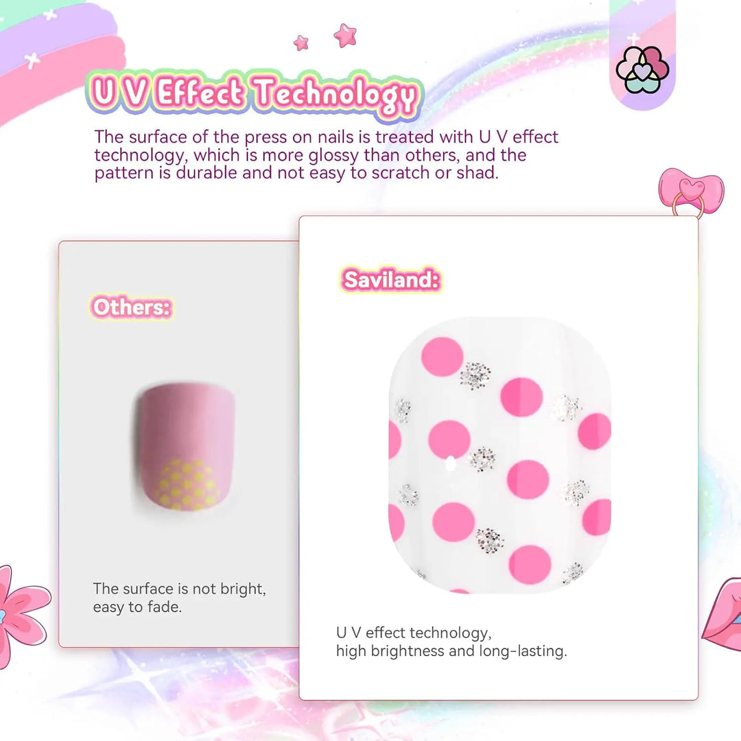 168Pcs Kids Press-On Nails – 7 Pack Glitter Gradient Star Design, Short Acrylic Tips, Pre-Glued for Easy Application – Christmas & Birthday Gift Set for Girls Ages 8–12