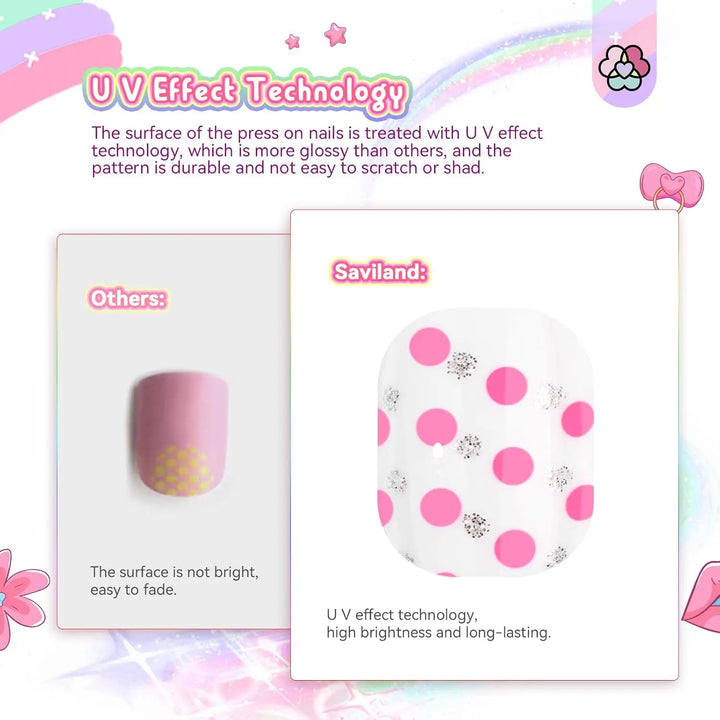 168Pcs Kids Press-On Nails – 7 Pack Glitter Gradient Star Design, Short Acrylic Tips, Pre-Glued for Easy Application – Christmas & Birthday Gift Set for Girls Ages 8–12