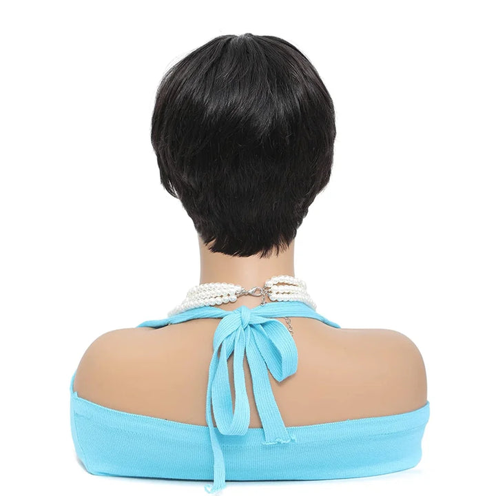 Polished Power Pixie – Straight Human Hair Wig with Bangs