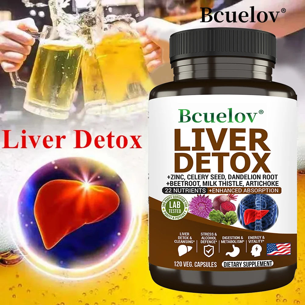 Bcuelov Liver Cleanse & Detox Support – 120 Veggie Capsules