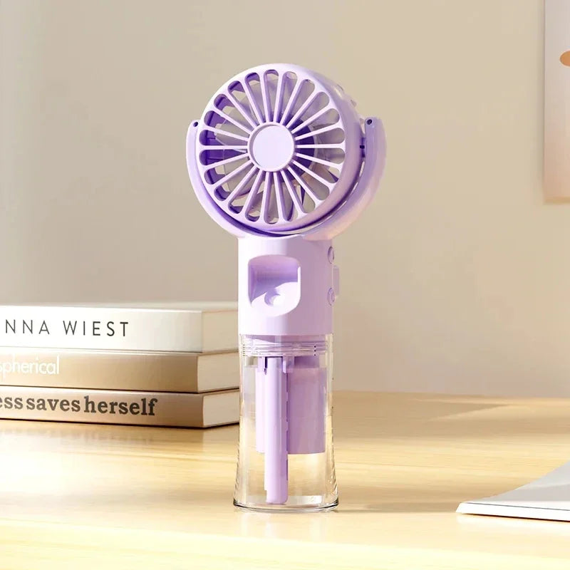 Portable Handheld Humidifier Misting Fan 4 Speeds Battery Operated USB Rechargeable Folding Personal Water Fan For Home Office