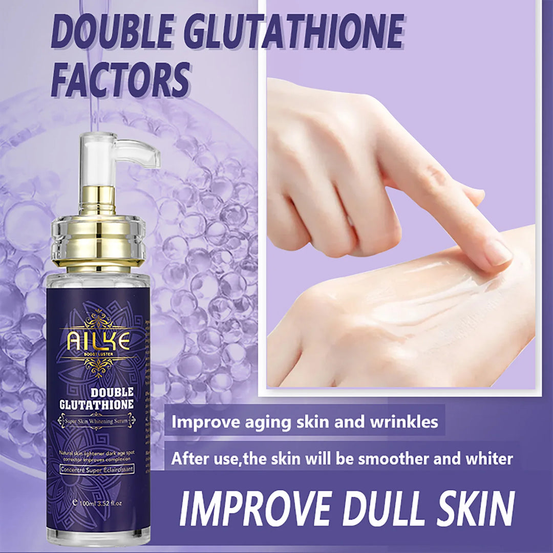 AILKE Brightening Face & Body Whitening Serum – Glutathione, Vitamin C & Aloe Vera | Fades Dark Spots & Evens Skin Tone (100ml)