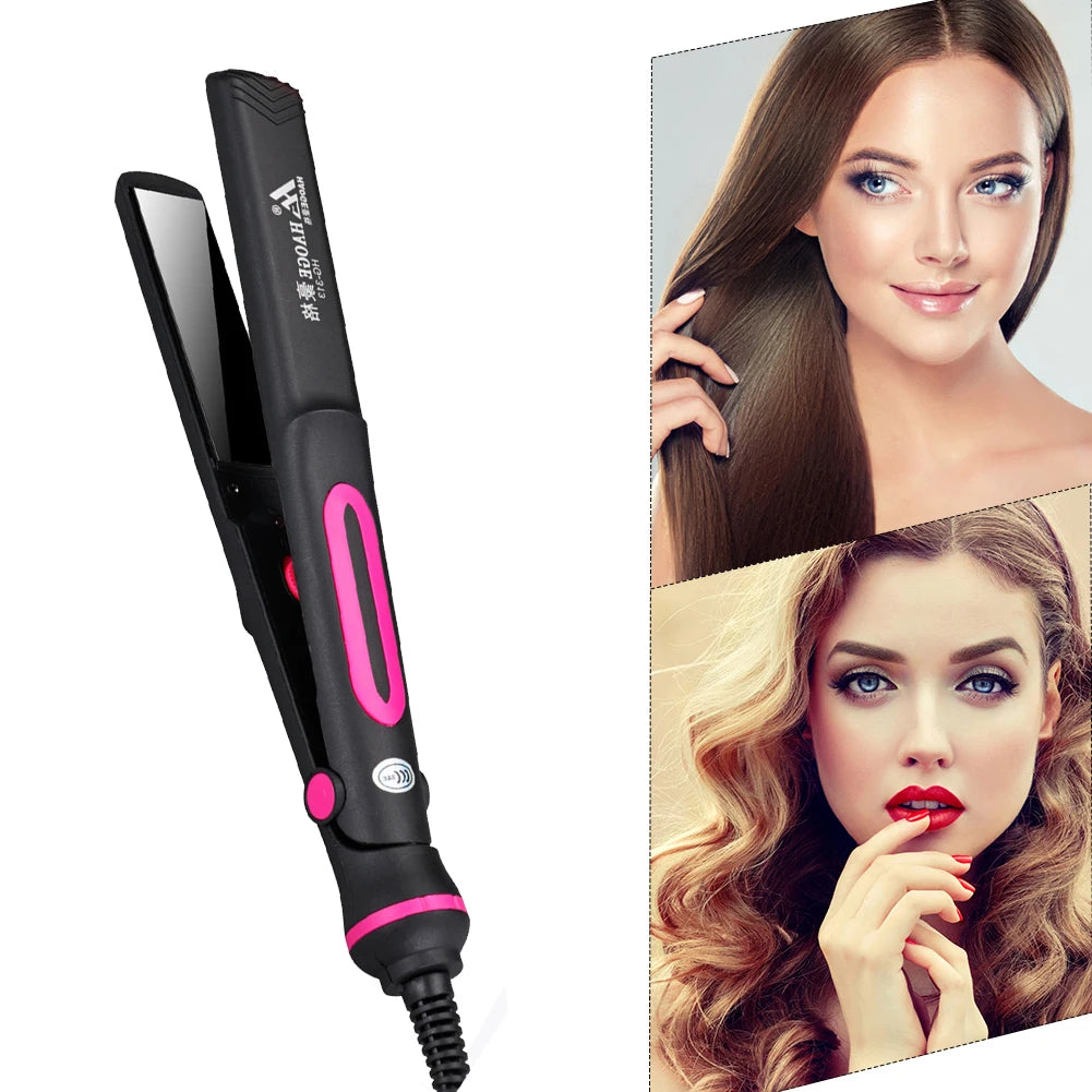 GlowFlex 2-in-1 Mini Hair Straightener & Curler – Anti-Scald, Dual-Use Styling Tool