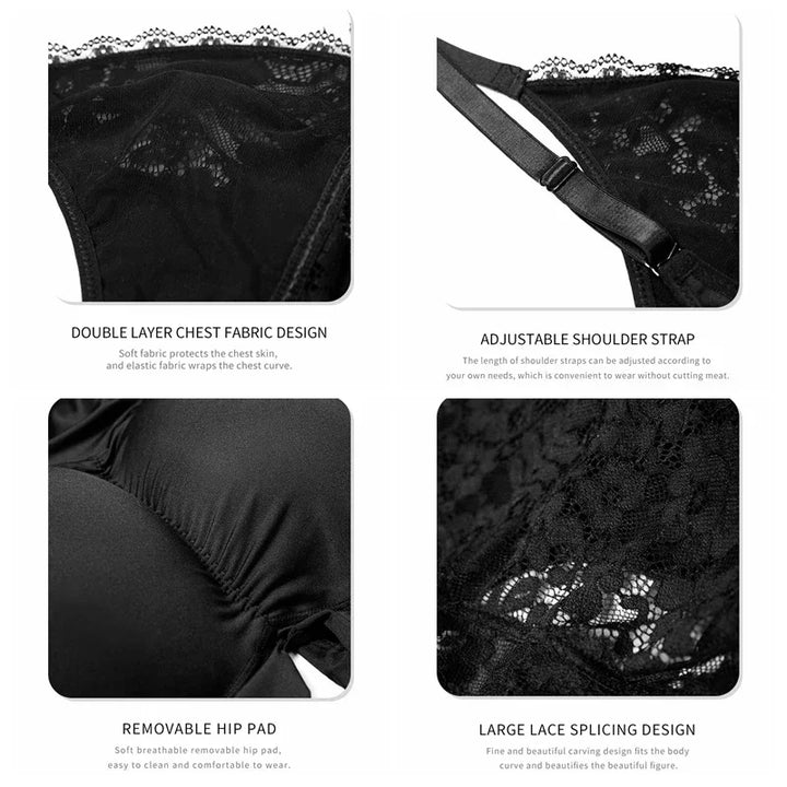 Butt-Lifting Shapewear Bodysuit with Pads – Open Crotch & Adjustable Straps