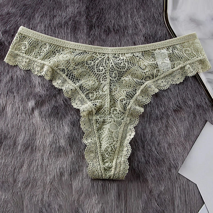 Lace Butterfly Bow Thong – Low Waist Hollow-Out Panty with Cotton Crotch