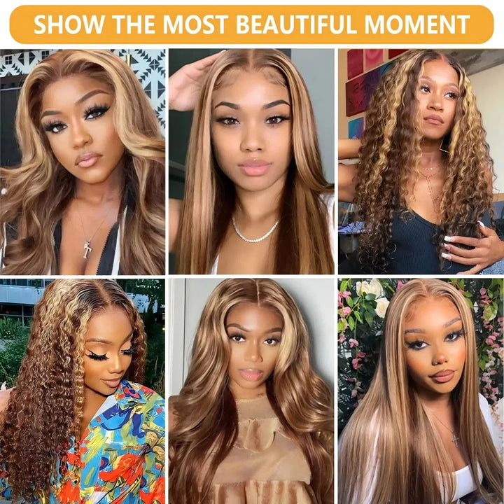 Radiance Honey Body Wave Wig – 30" HD Lace Front in Ombre 4/27