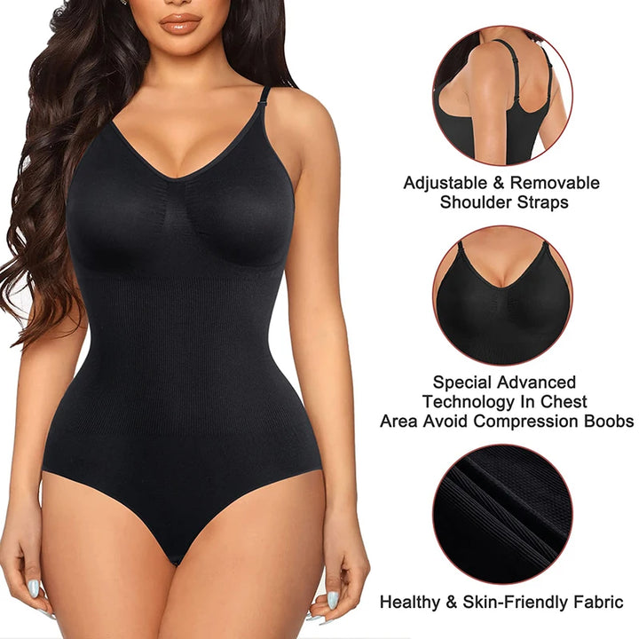 SculptEase™ Seamless Tummy Control Bodysuit – Waist Trainer Shapewear with Open Crotch & Butt Lift