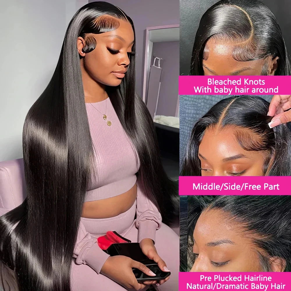 Velvet Length HD Lace Wig – 44" Straight Brazilian Hair, 200% Density