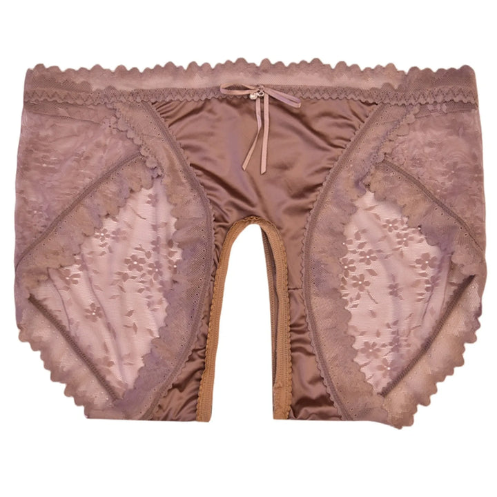 EmpowerEase Satin & Lace Open-Crotch Thong – Seamless, Sultry & Breathable