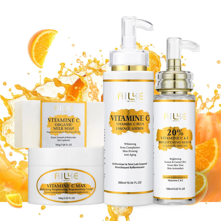 AILKE Vitamin C & E Organic Skin Care Kit – 4-in-1 Brightening Body Set