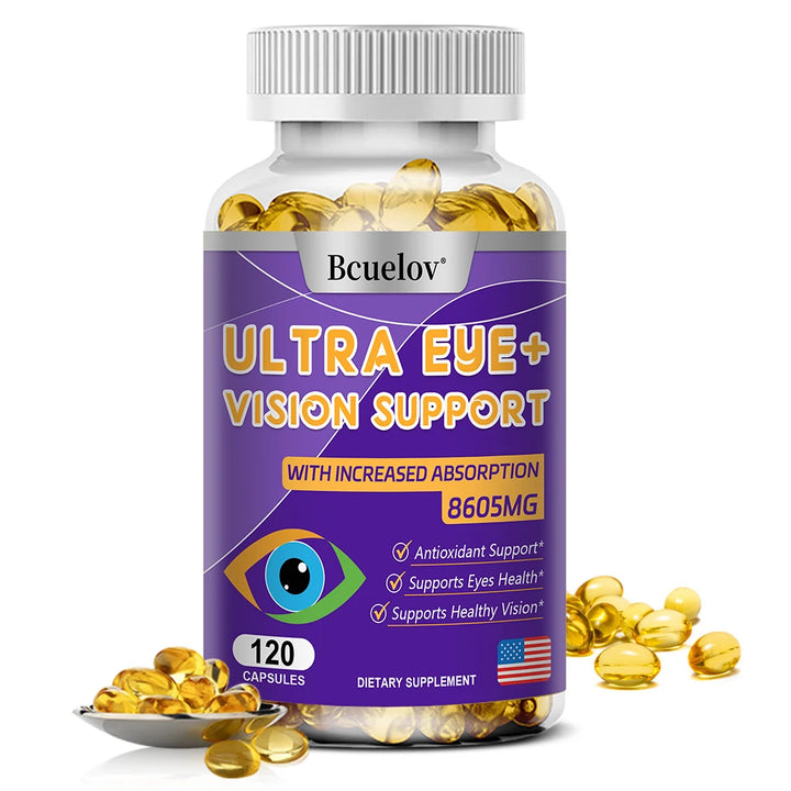 Bcuelov Advanced Eye Vitamin Supplement – Vision Support with Lutein & Bilberry for Macular Health, Dry Eyes & Night Vision – 120 Capsules