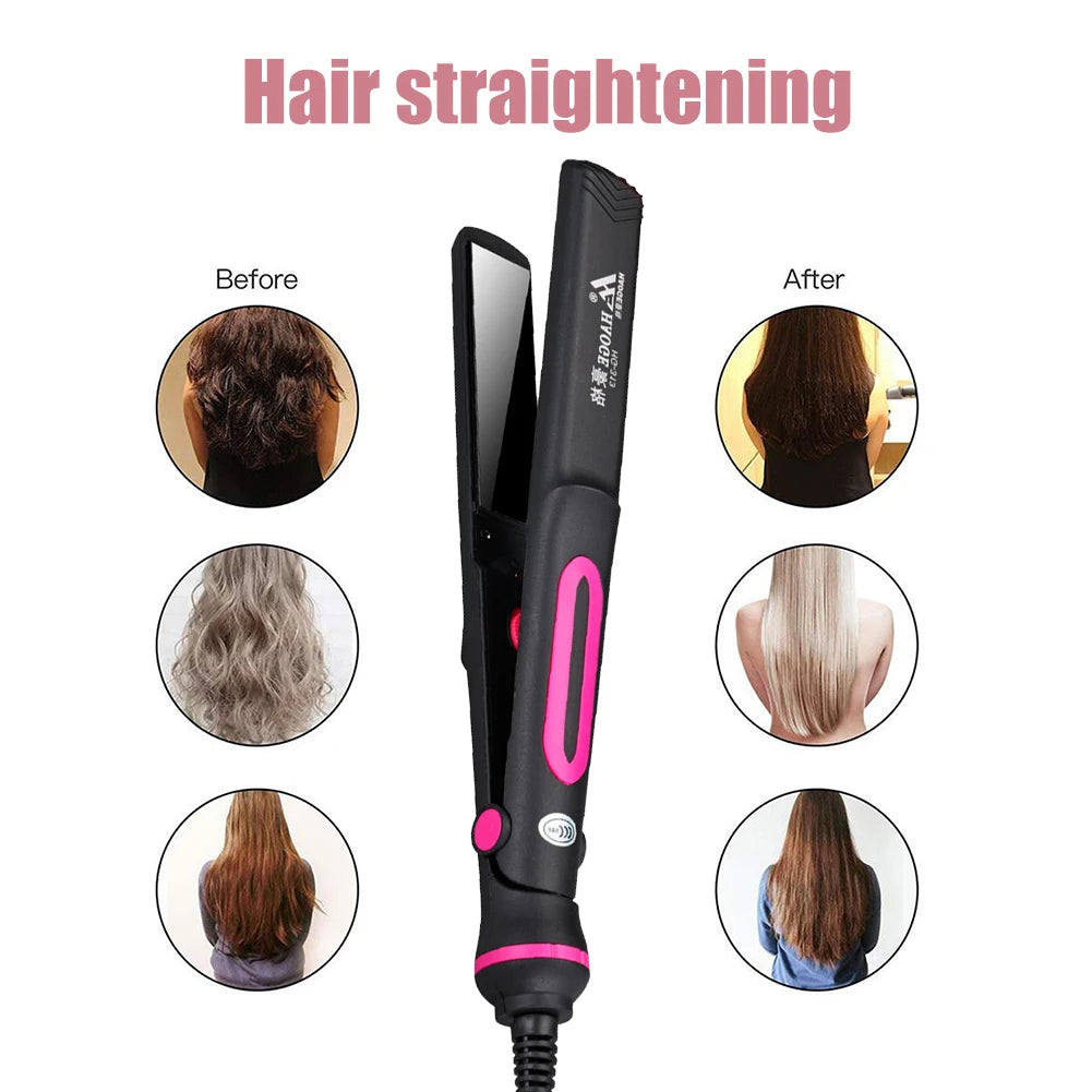 GlowFlex 2-in-1 Mini Hair Straightener & Curler – Anti-Scald, Dual-Use Styling Tool