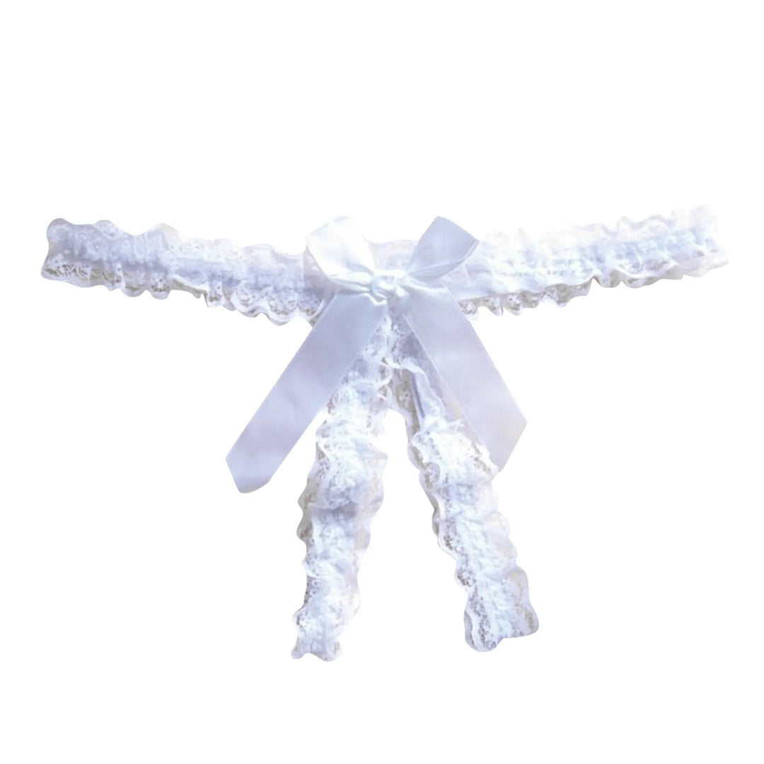 Crotchless Lace Bow Thong – Sexy Open Crotch G-String for Women