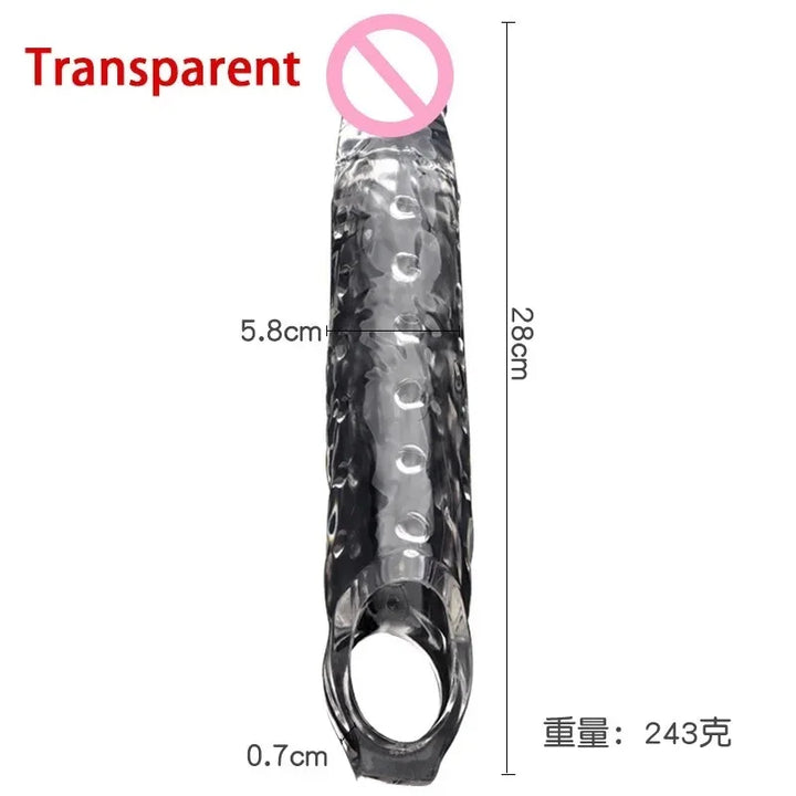 PAQIN 28cm XXL Penis Sleeve & Strapon Extension – Thick Silicone Dildo with Cock Ring for Intense Couples Play